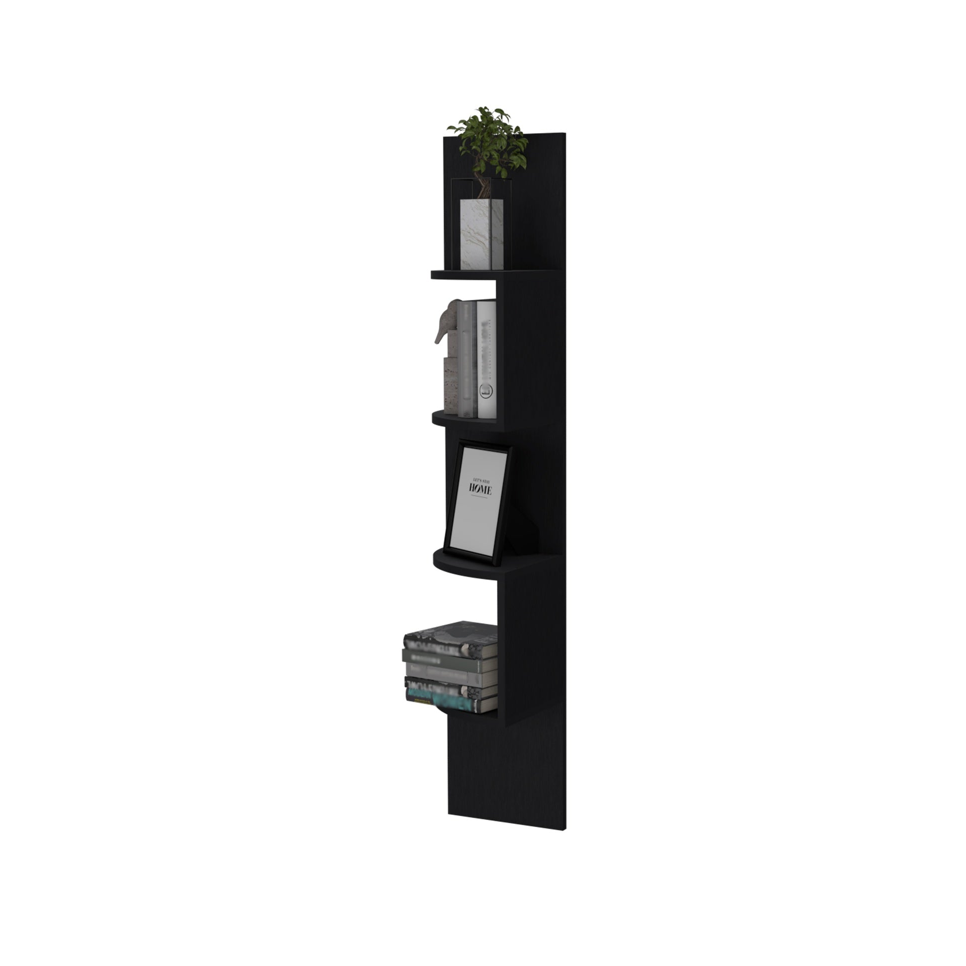 Rosebud Corner Floating Shelf: Modern Full-Wall 4-Shelf Unit