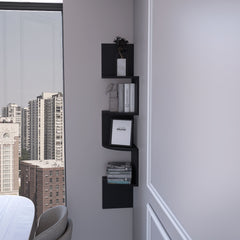Rosebud Corner Floating Shelf: Modern Full-Wall 4-Shelf Unit