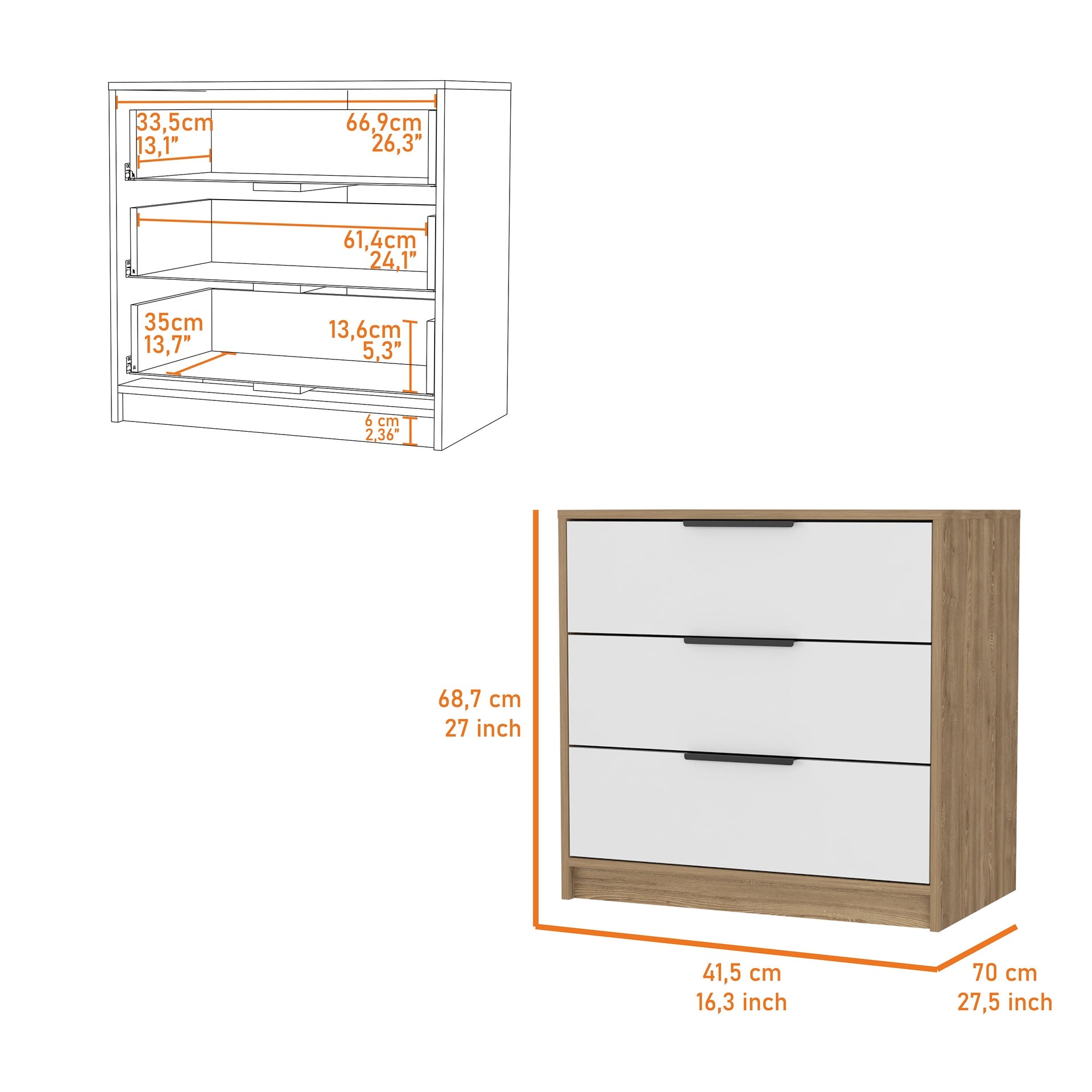 Washington Three Drawer Dresser