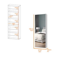 Connecticut Wall Mounted Shoe Rack, Mirror, Five Shelves, Ten Shoes Capacity