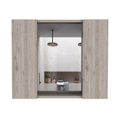Draco Medicine Cabinet, Mirror, Double Door, One External Shelf