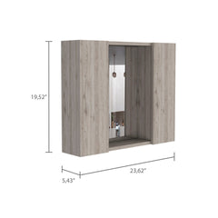 Draco Medicine Cabinet, Mirror, Double Door, One External Shelf