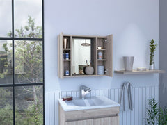 Draco Medicine Cabinet, Mirror, Double Door, One External Shelf