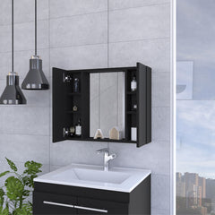 Draco Medicine Cabinet, Mirror, Double Door, One External Shelf