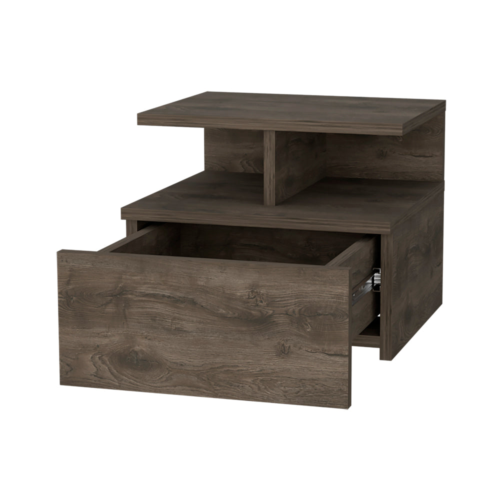 Carthage Nightstand with 1-Drawer, 1-Open Storage Shelf and Wooden Legs