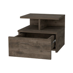 Carthage Nightstand with 1-Drawer, 1-Open Storage Shelf and Wooden Legs