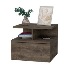 Carthage Nightstand with 1-Drawer, 1-Open Storage Shelf and Wooden Legs