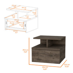 Carthage Nightstand with 1-Drawer, 1-Open Storage Shelf and Wooden Legs