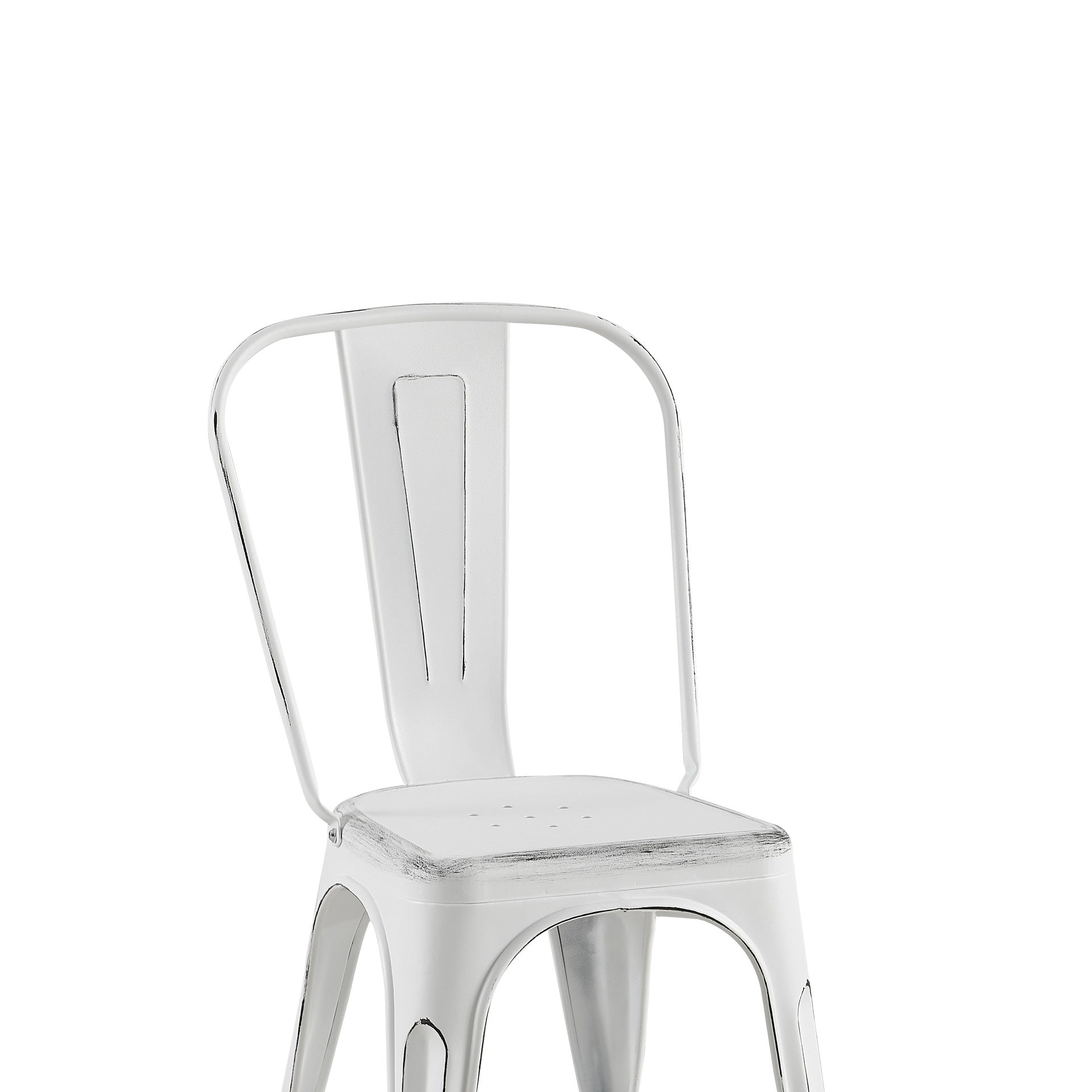 Set of 2 Sanded Matte White Industrial Metal Dining Chairs 18 Inch Seat Height Stackable,  Indoor Outdoor, Lightweight Easy-Clean Surface, Easy Assembly, Durable Modern Design, For Kitchen Cafe Bar