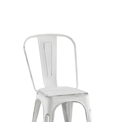 Set of 2 Sanded Matte White Industrial Metal Dining Chairs 18 Inch Seat Height Stackable,  Indoor Outdoor, Lightweight Easy-Clean Surface, Easy Assembly, Durable Modern Design, For Kitchen Cafe Bar