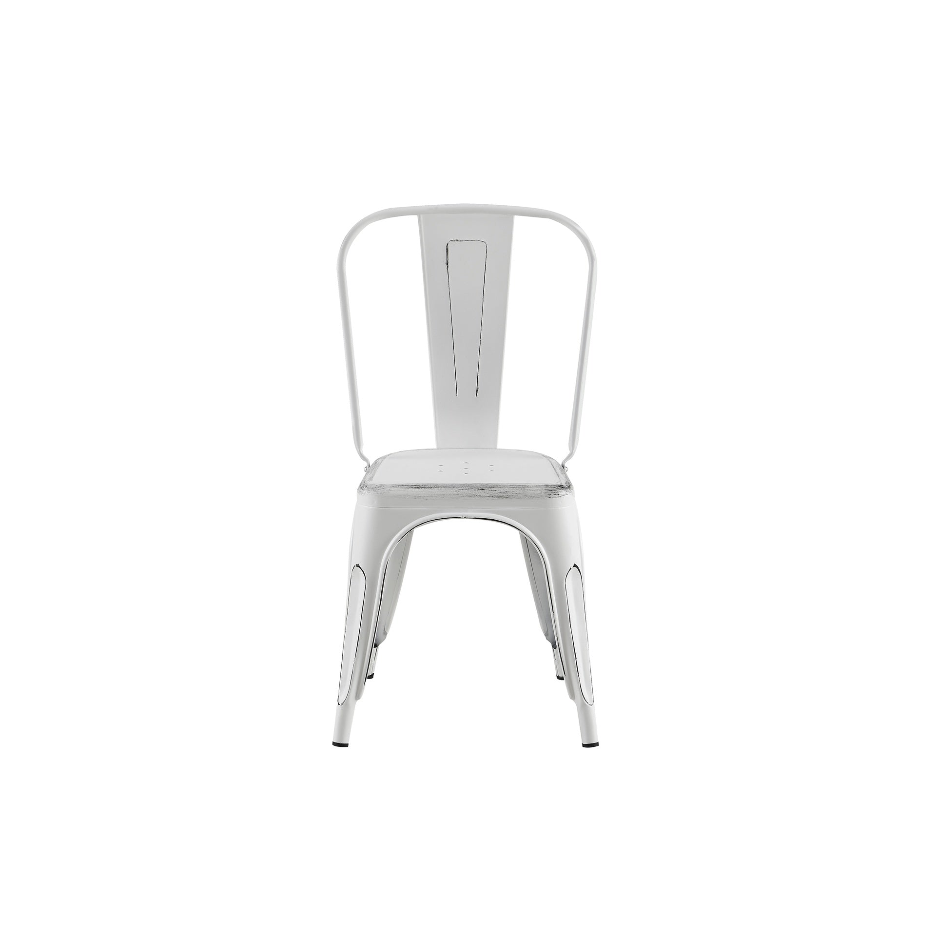Set of 2 Sanded Matte White Industrial Metal Dining Chairs 18 Inch Seat Height Stackable,  Indoor Outdoor, Lightweight Easy-Clean Surface, Easy Assembly, Durable Modern Design, For Kitchen Cafe Bar
