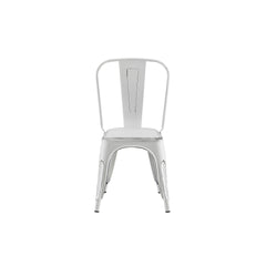 Set of 2 Sanded Matte White Industrial Metal Dining Chairs 18 Inch Seat Height Stackable,  Indoor Outdoor, Lightweight Easy-Clean Surface, Easy Assembly, Durable Modern Design, For Kitchen Cafe Bar