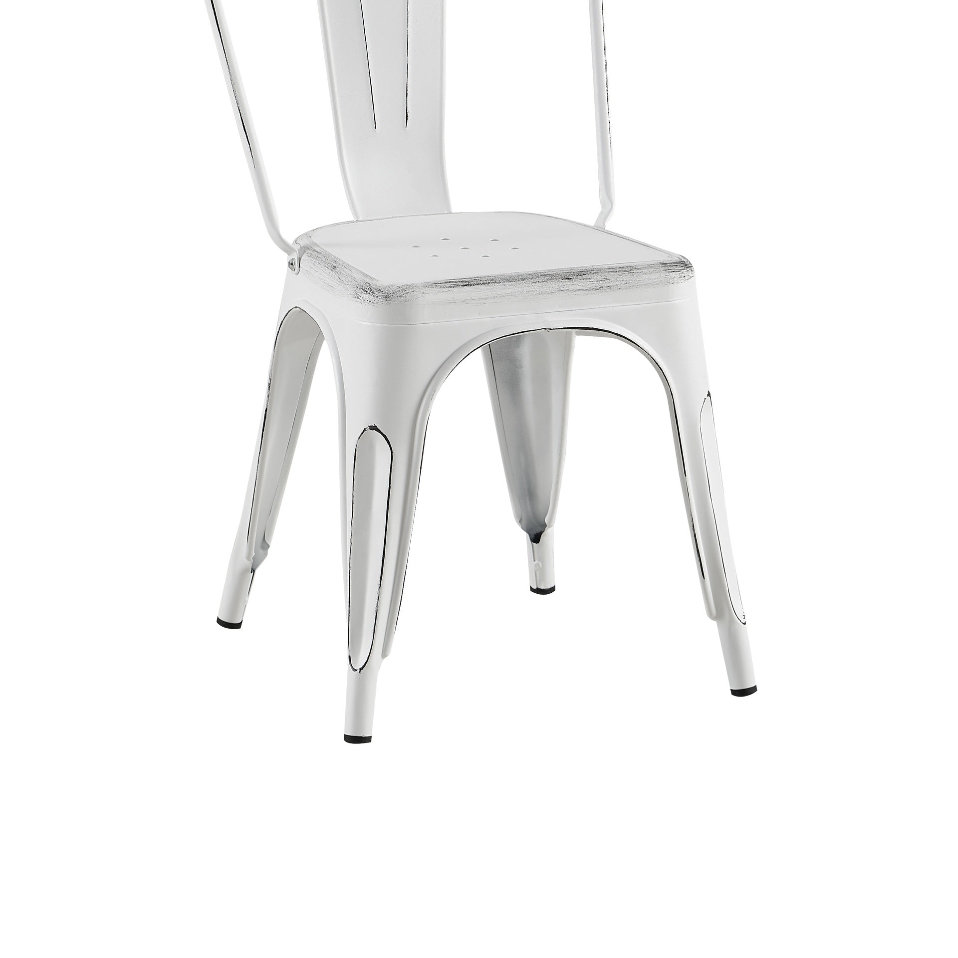 Set of 2 Sanded Matte White Industrial Metal Dining Chairs 18 Inch Seat Height Stackable,  Indoor Outdoor, Lightweight Easy-Clean Surface, Easy Assembly, Durable Modern Design, For Kitchen Cafe Bar
