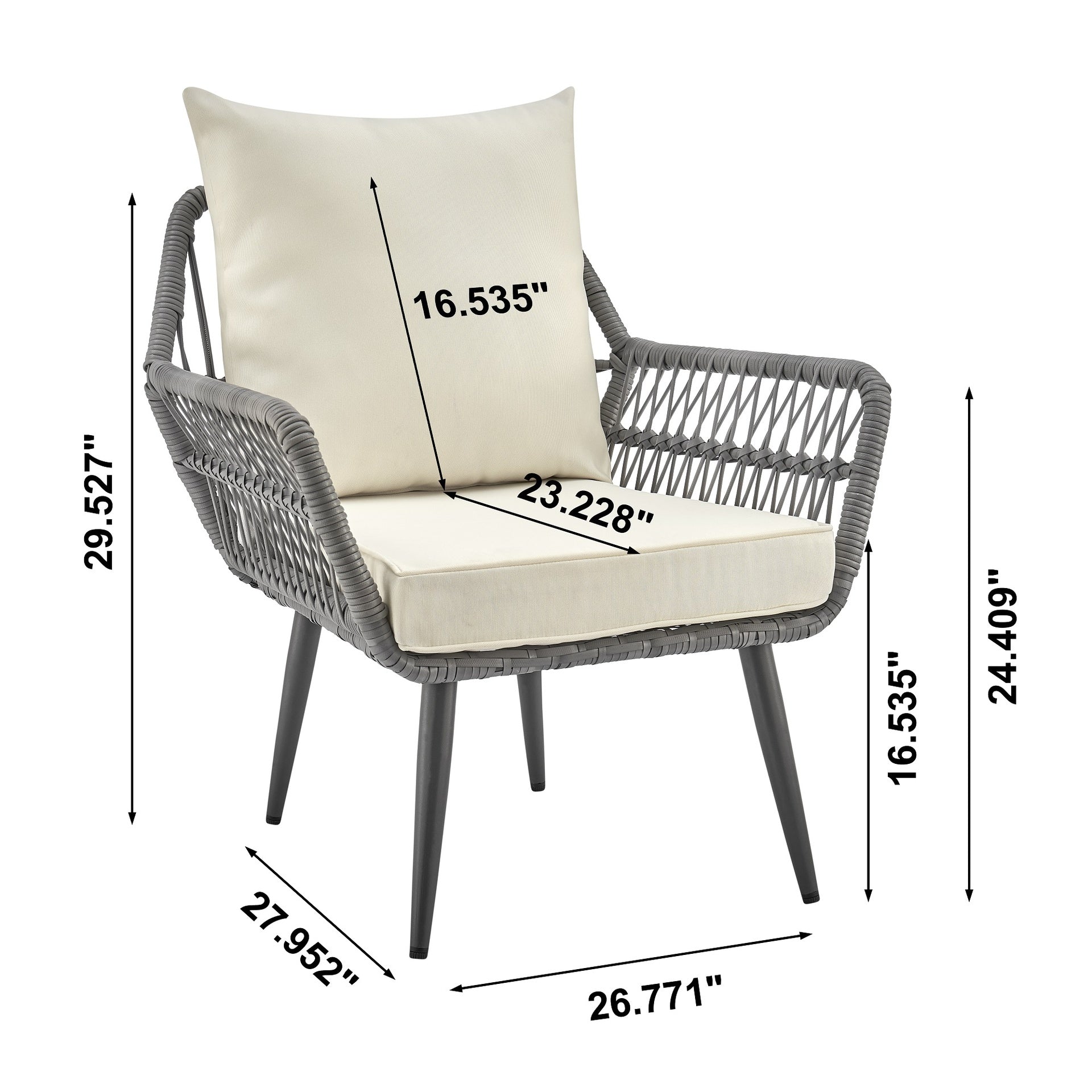 3-Piece Conversation Set in Gray and Cream