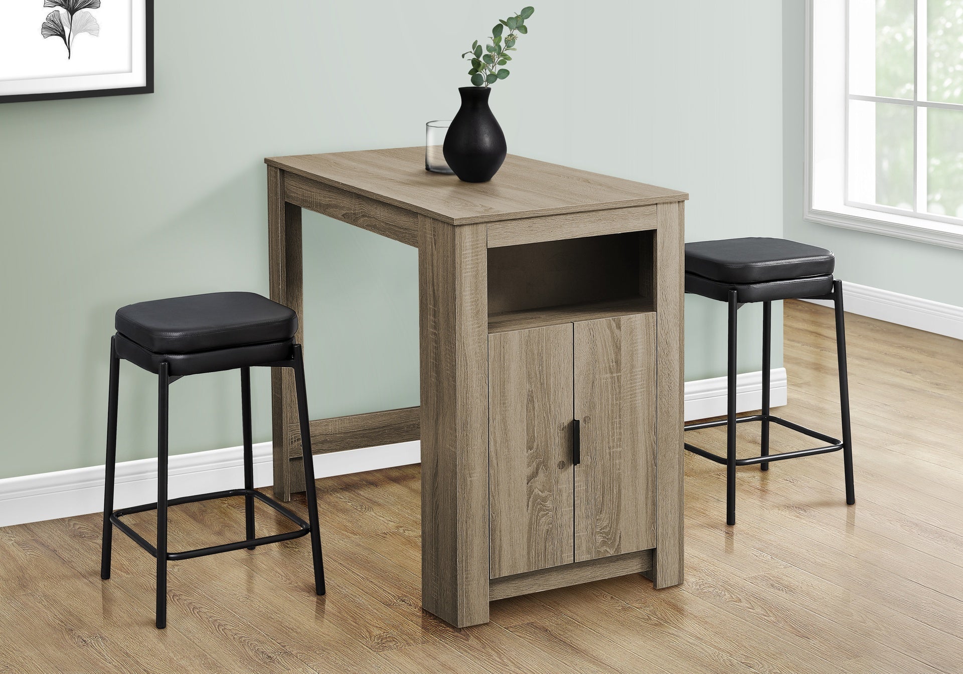 Dining Table, 48" Rectangular, Counter Height, Kitchen, Small, Storage, Brown Laminate, Contemporary, Modern