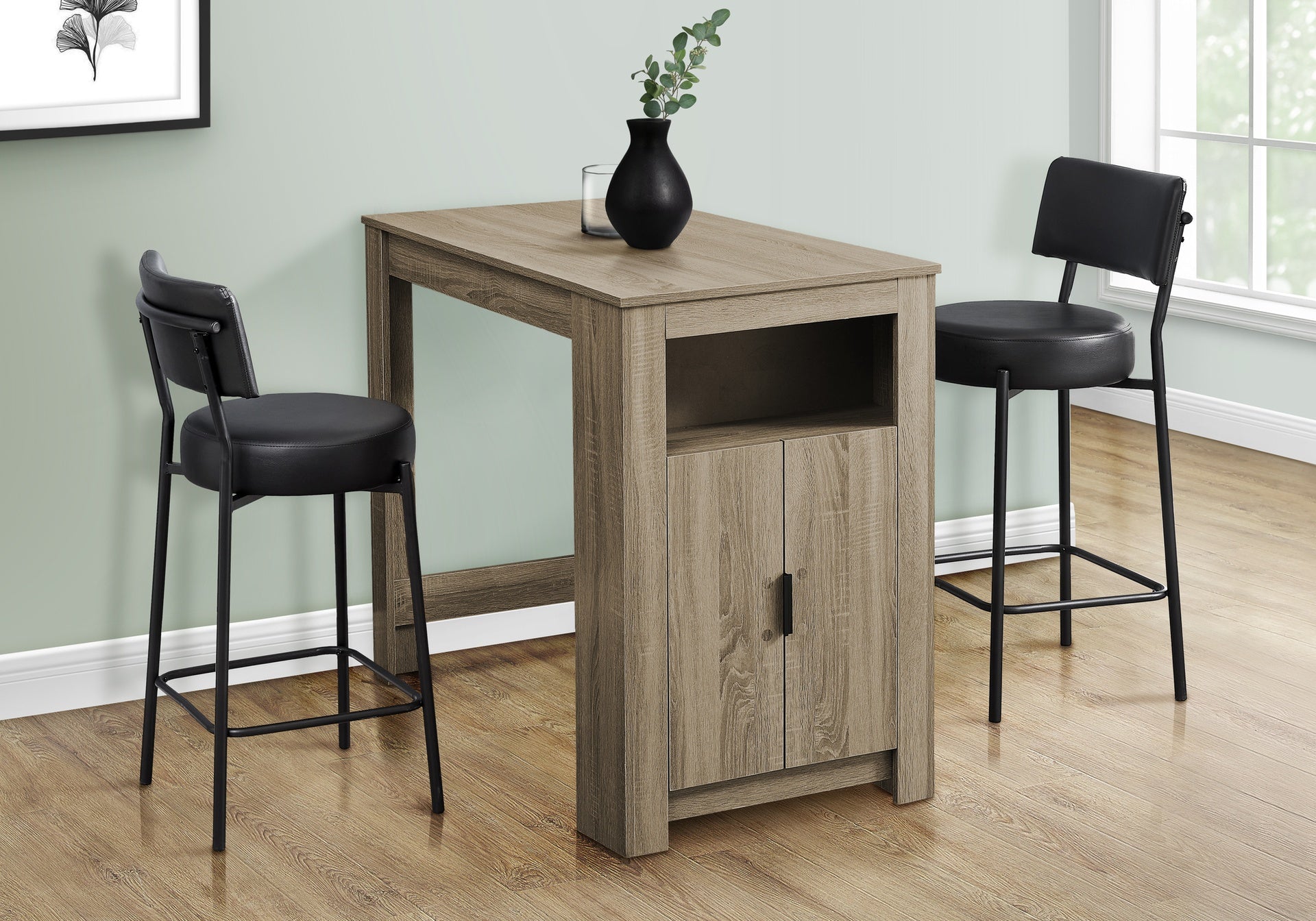Dining Table, 48" Rectangular, Counter Height, Kitchen, Small, Storage, Brown Laminate, Contemporary, Modern