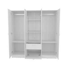 Kibo 6 Doors Armoire, One Drawer, Rod, Seven Interior Shelves, White -Bedroom