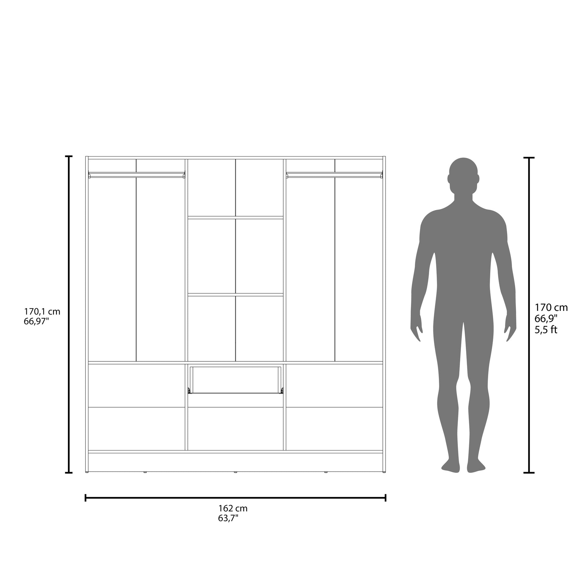Kibo 6 Doors Armoire, One Drawer, Rod, Seven Interior Shelves, White -Bedroom