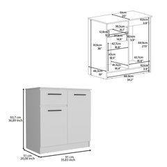 Orleans Dresser with 2-Door and Single Drawer, White