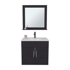 Bathroom Set, Vanity Sink + Mirror, 2 Doors, 1 Shelf, 1 Mirror, Black Wengue