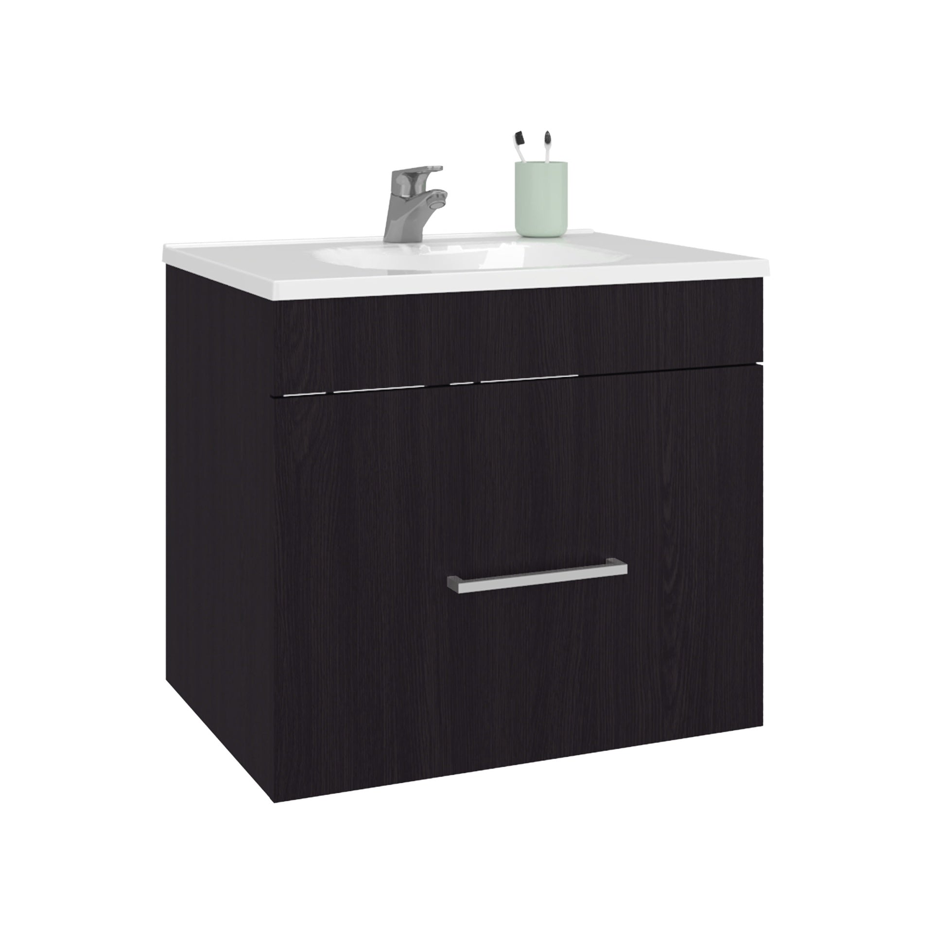 Bathroom Vanity with Sink, 1 Drawer, Black Wengue