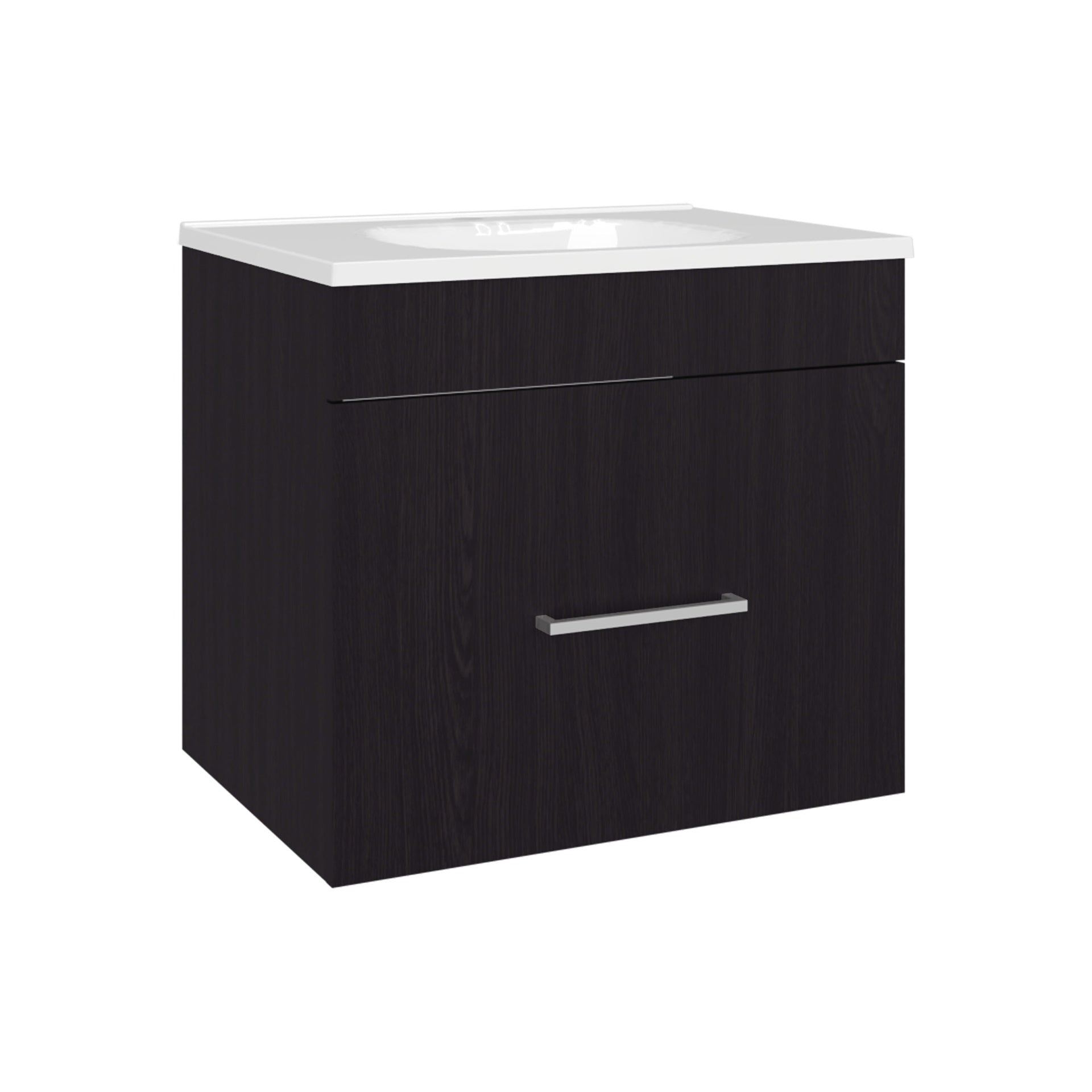 Bathroom Vanity with Sink, 1 Drawer, Black Wengue