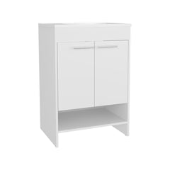 Bathroom Vanity with Sink, 2 Doors, 2 Shelves, White