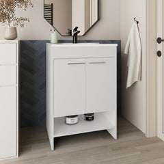Bathroom Vanity with Sink, 2 Doors, 2 Shelves, White