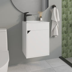 Bathroom Vanity with Sink, 1 Door, White