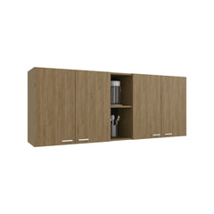 Wall Cabinet 24" H, Four Doors, Two Open Storage Shelves, Two Internal Shelves, Internal Dish and Glass Organizer