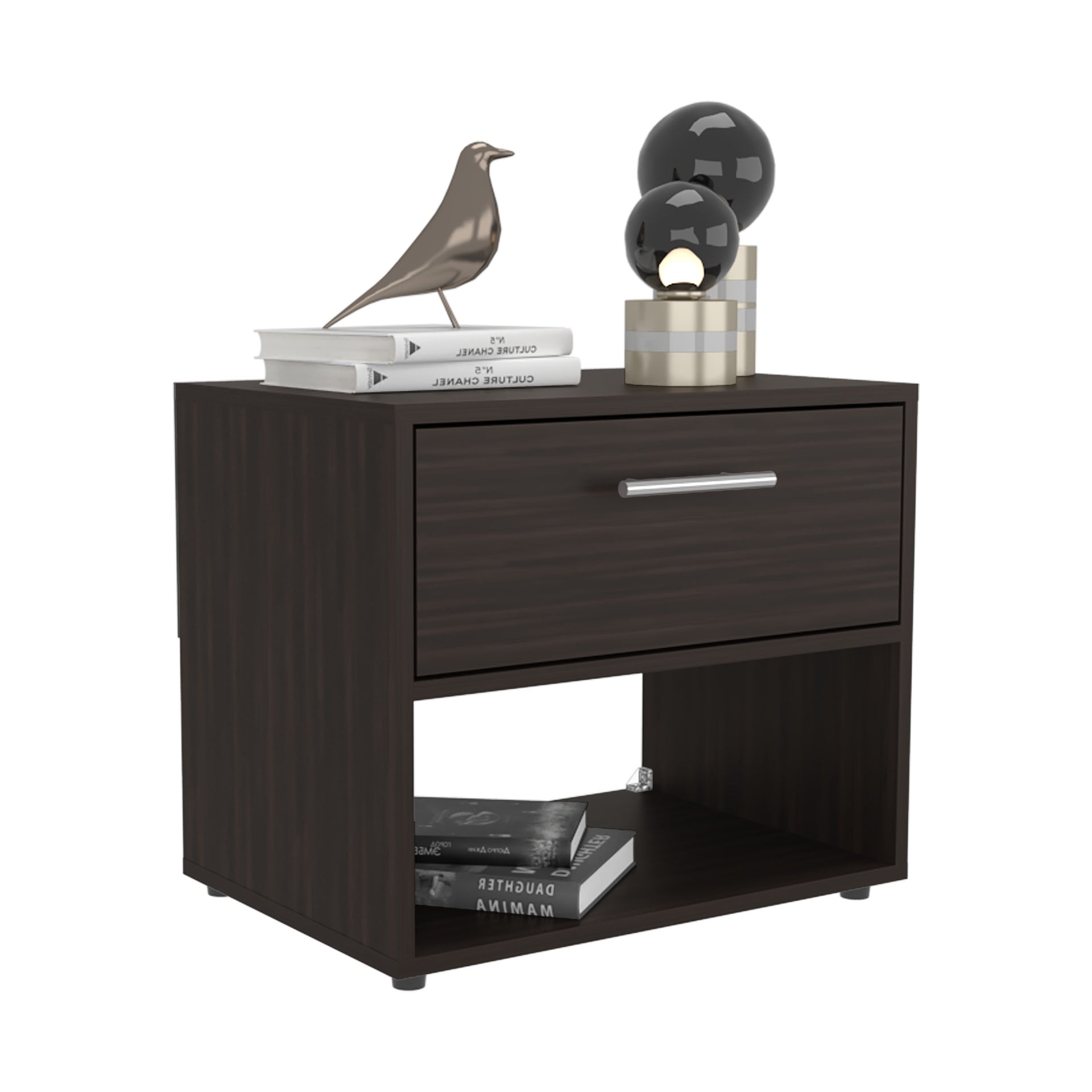 Nightstand, 1 Drawer, 1 Shelf, 4 Legs