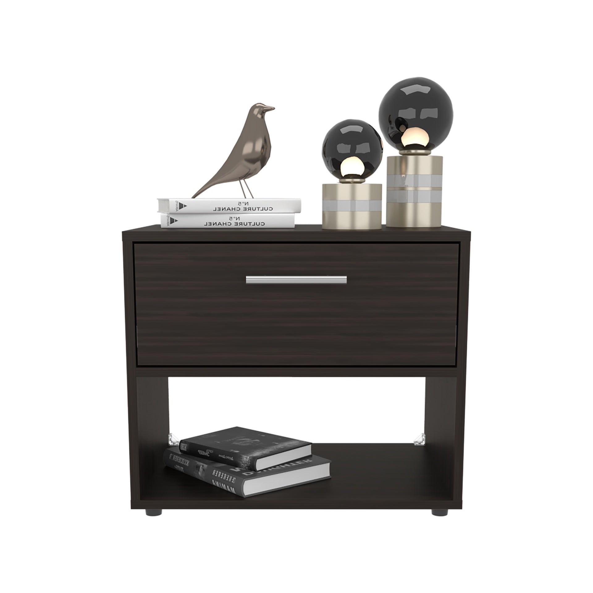 Nightstand, 1 Drawer, 1 Shelf, 4 Legs