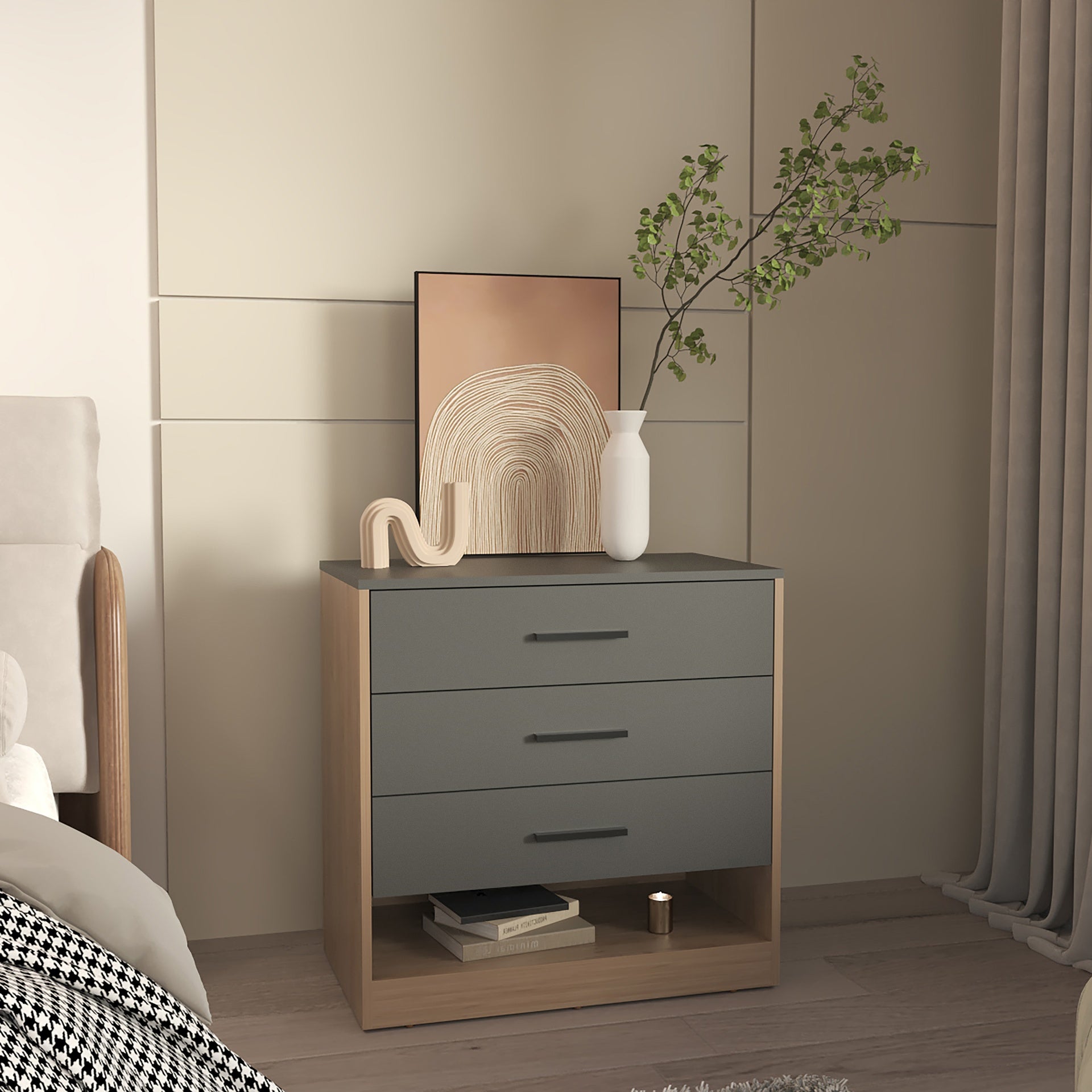 Dresser, 3 Drawers, 1 Shelf