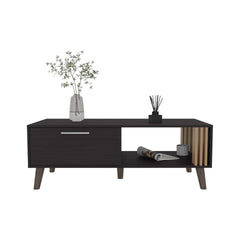 Coffee Table, 1 Door, 1 Shelf, Black / Natural Oak