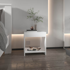Night Table 16.5"H,  1 spacious Shelf, White
