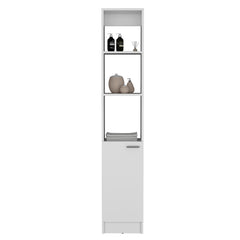Linen Cabinet, 1 Door, 6 Shelves, White