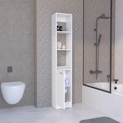 Linen Cabinet, 1 Door, 6 Shelves, White