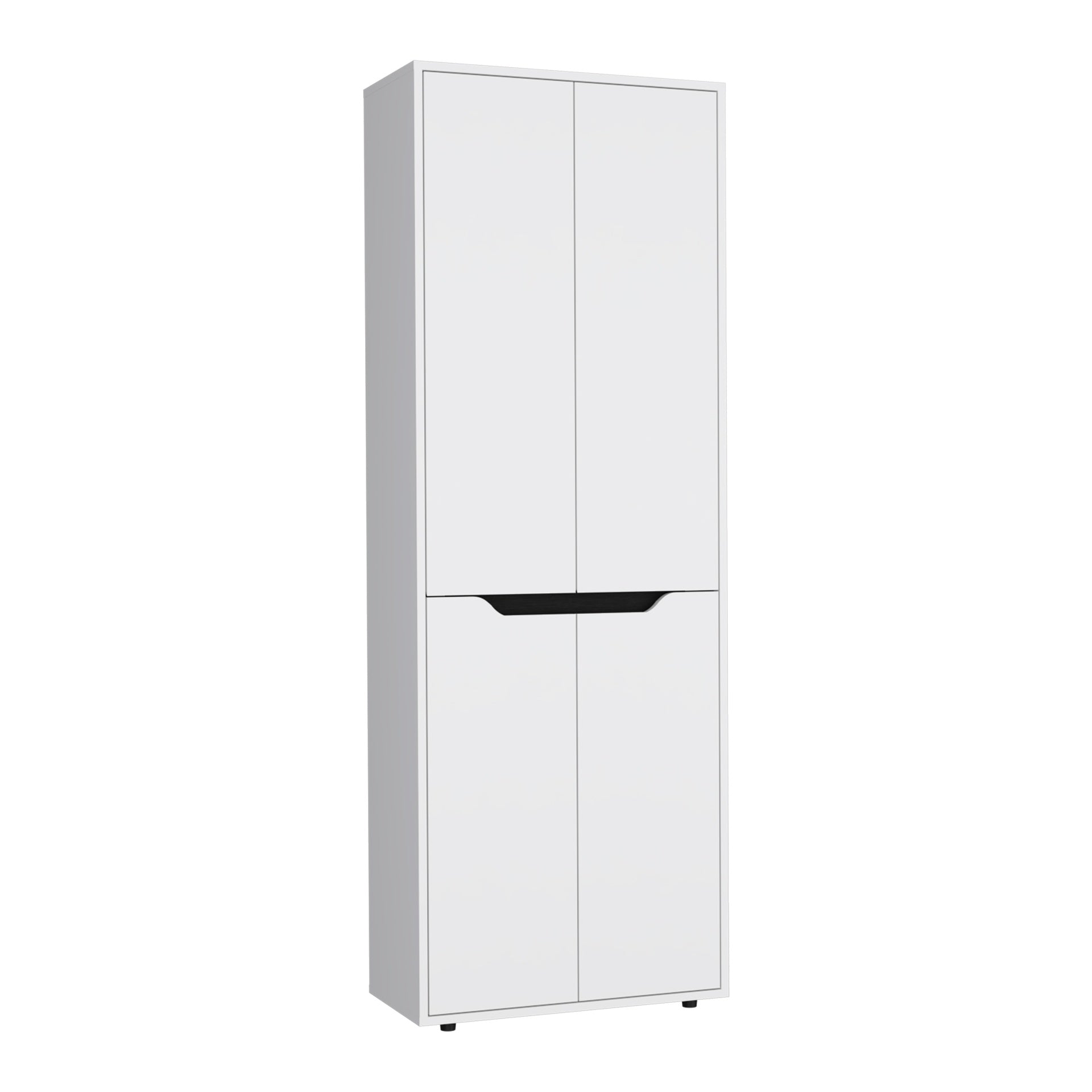 67"H Kitchen Storage Cabinet, with Four Doors and Five Interior Shelves,White/Black