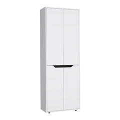 67"H Kitchen Storage Cabinet, with Four Doors and Five Interior Shelves,White/Black