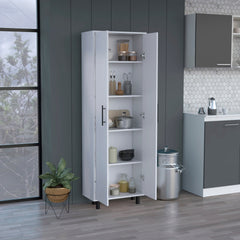 Multistorage Cabinet 71"H, Five Internal Shelves, Two Doors, White