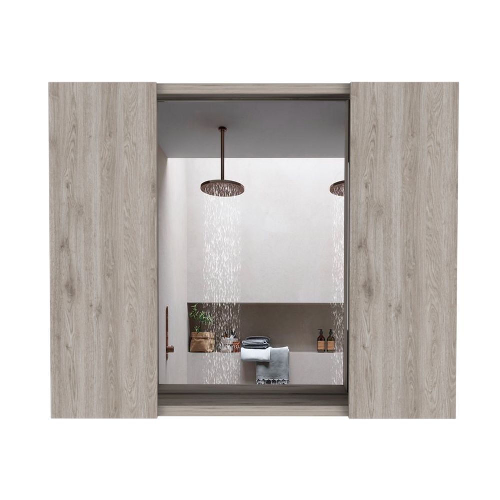 Medicine Double Door Cabinet 19" H, One External Shelf, Light Gray
