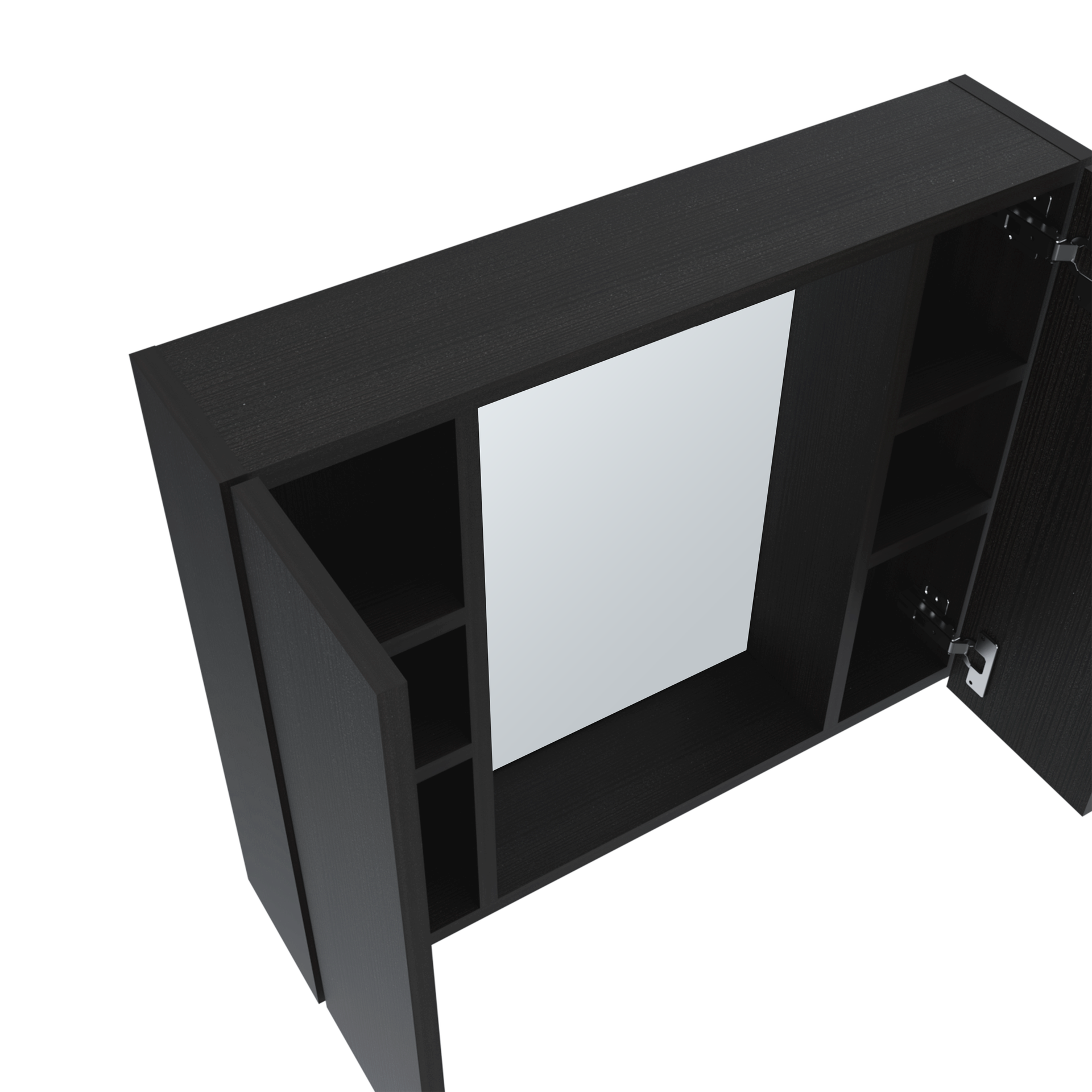 Medicine Double Door Cabinet 19" H, One External Shelf, Black