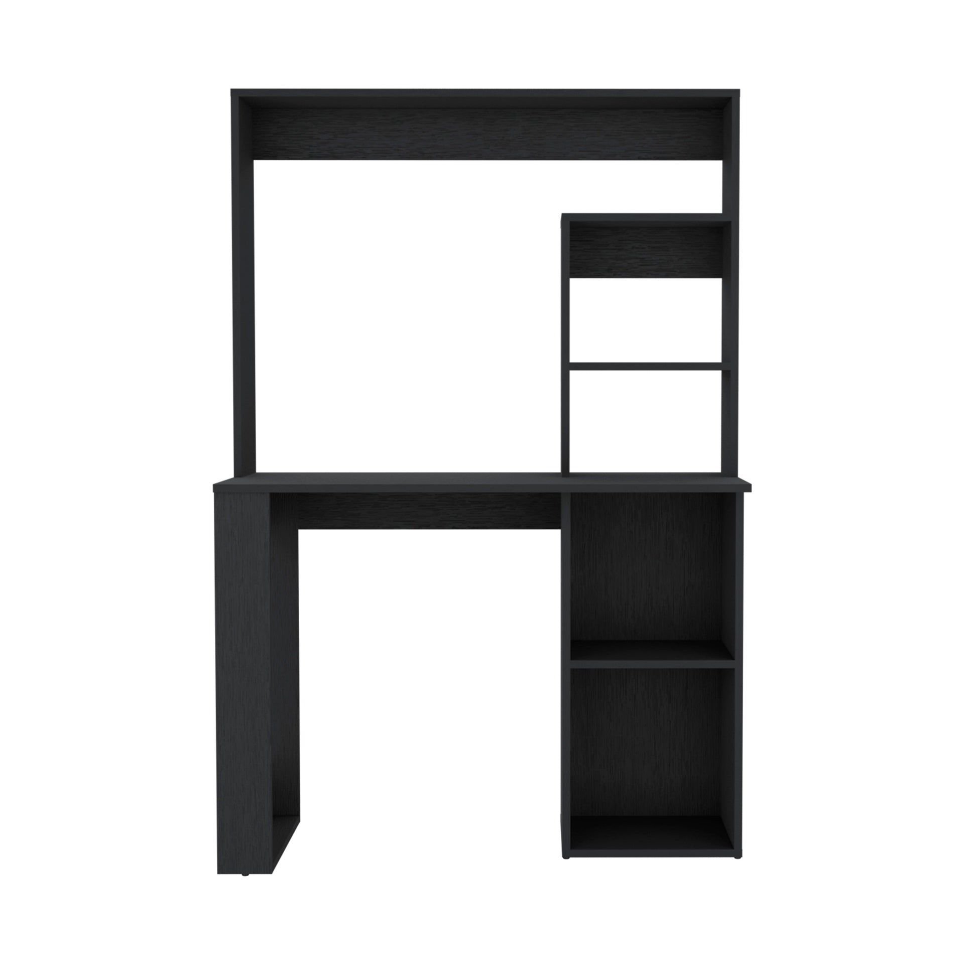 Writing Computer Desk with Storage Shelves and Hutch, Black