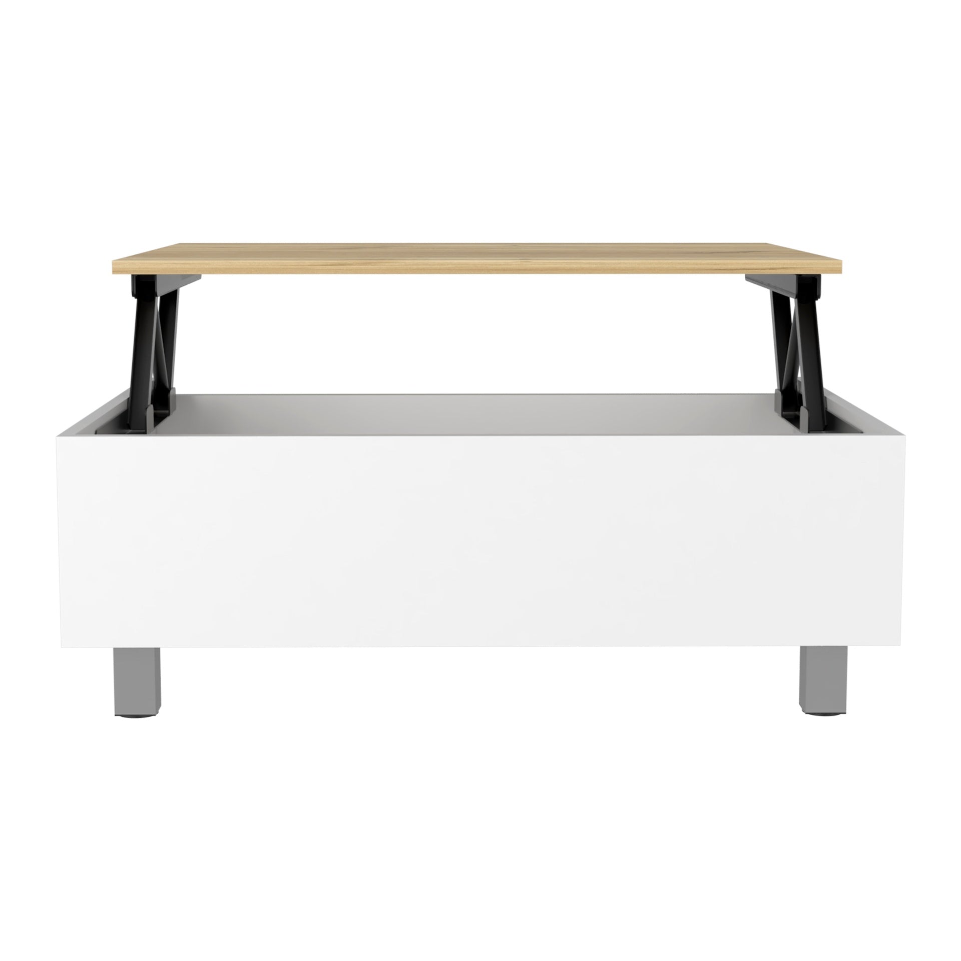 Aran Lift Top Coffee Table, Storage Compartment, White / Light Oak