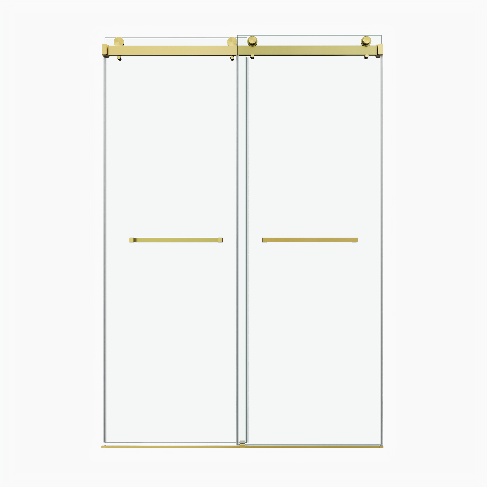 60*72" Frameless Double Sliding Shower Door, Double Shower Door, 3/8″ (10mm) SGCC Tempered Glass, Stainless Steel Gold