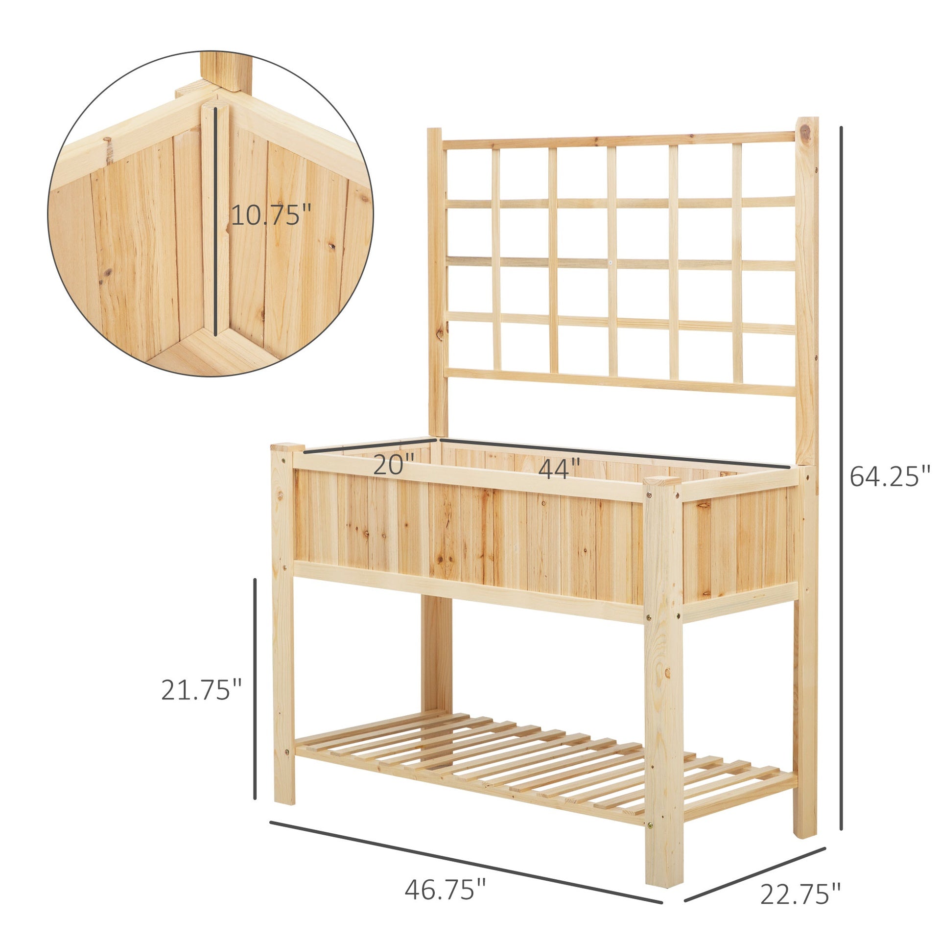 Wooden Raised Garden Bed , Coutryside Style Elevated Planter Box Stand w