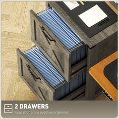 File Cabinet with 2 Drawers, Rustic Farmhouse Office Storage Cabinet