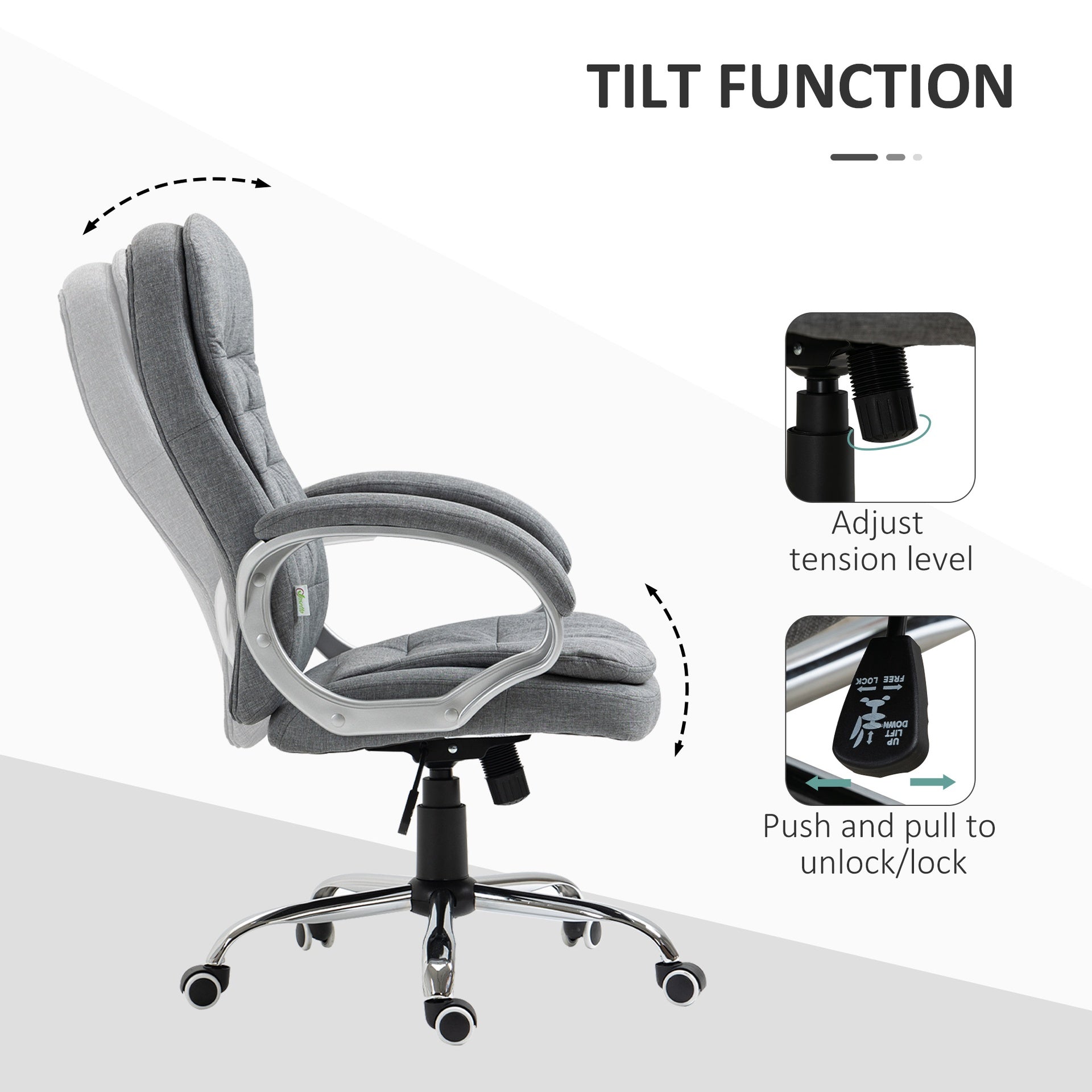 High Back Home Office Chair Executive Computer Chair with Adjustable Height,  Gray