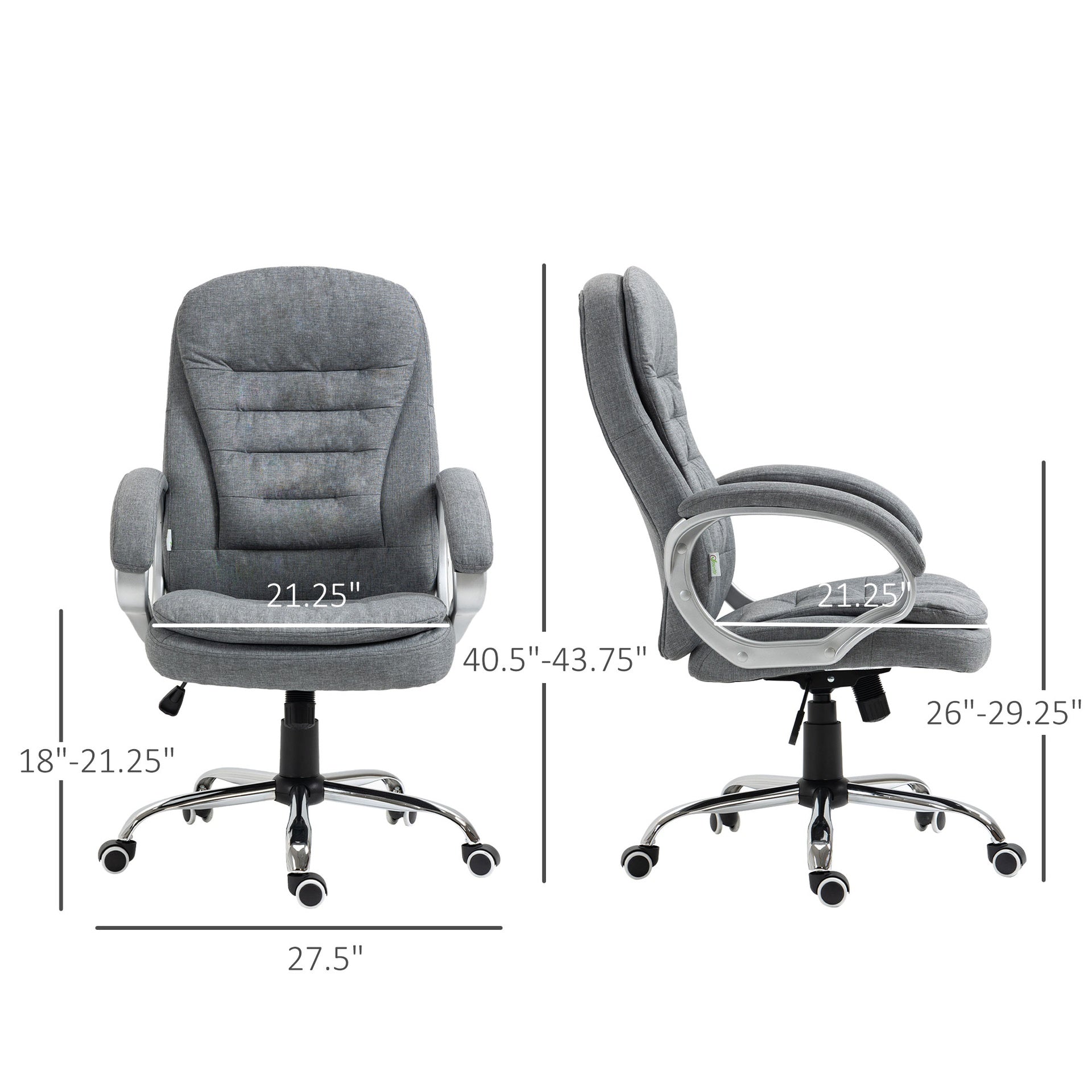 High Back Home Office Chair Executive Computer Chair with Adjustable Height,  Gray