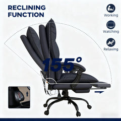 High-End Dark Gray Office Recliner with Adjustable Footrest - Luxury Craftsmanship for Professionals Seeking All-Day Comfort